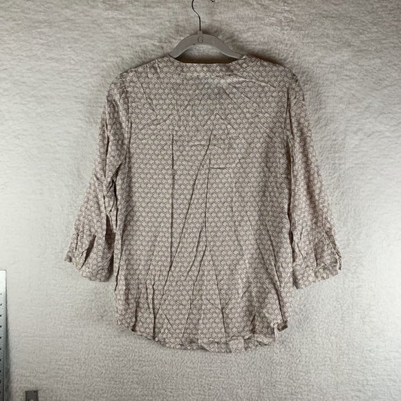 Cynthia‎ Rowley Blouse Women's Medium Geometric V-Neck Long Sleeve 7916 - Picture 2 of 6